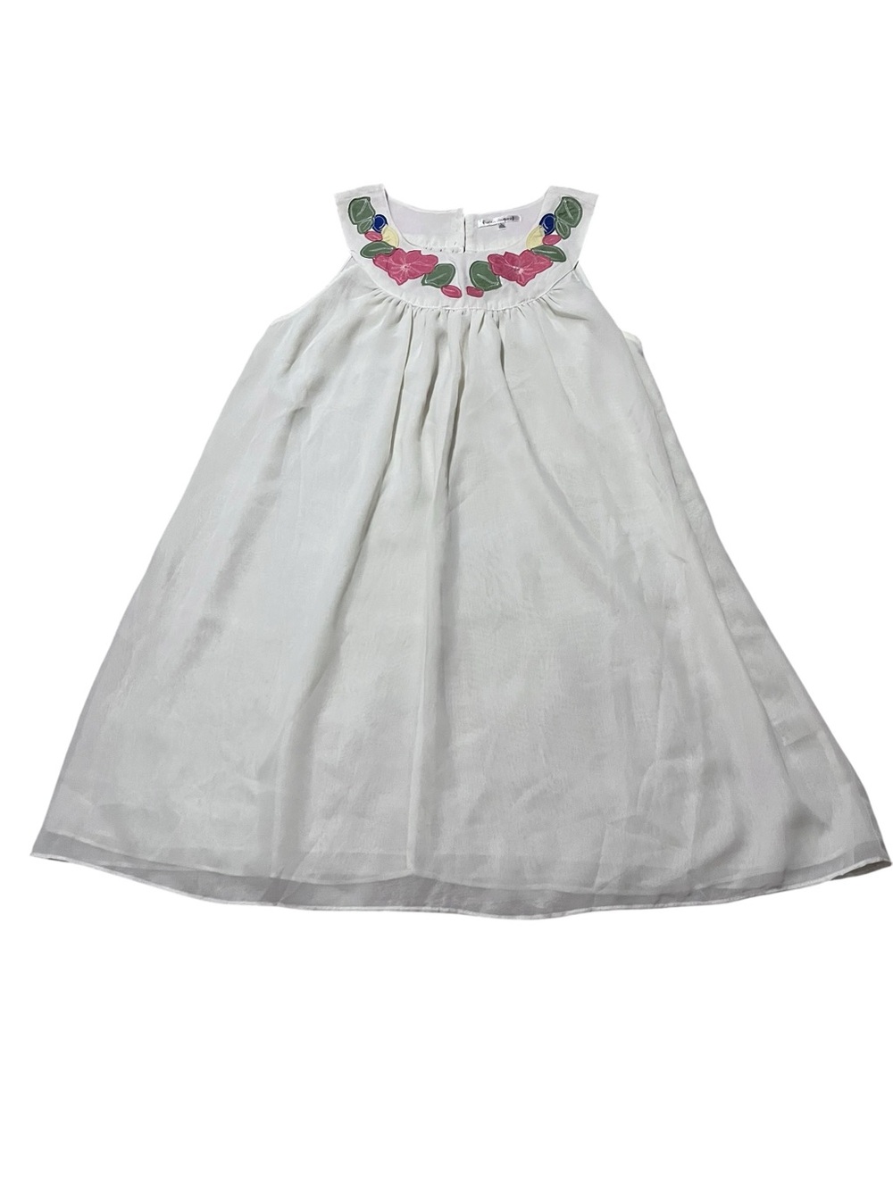 Lucca Couture
white floral embroidered sleeveless babydoll dress.